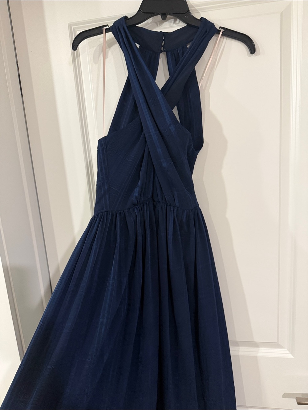 Gal Meets Glam Navy Crisscross Halter Dress